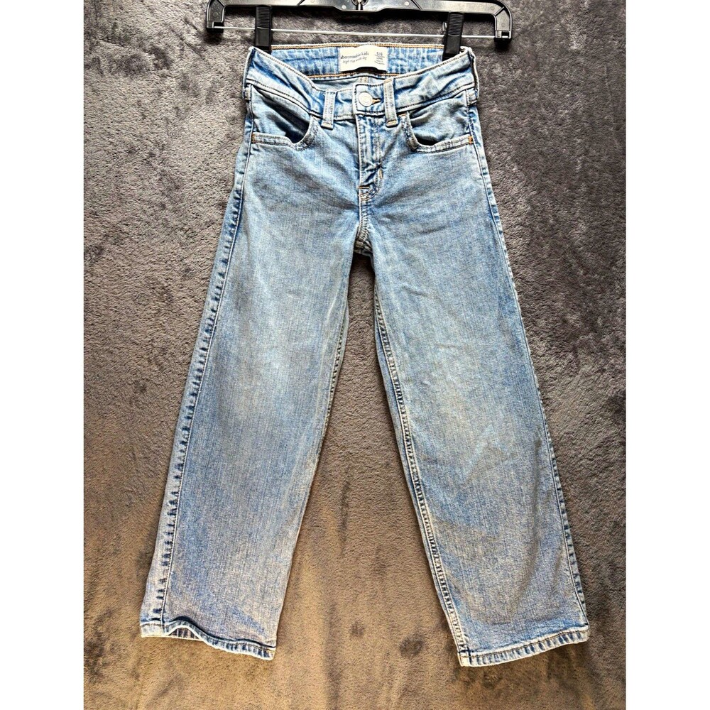 Abercrombie Girls/Kids High Rise Wide-Leg Light Wash Denim Jeans Long 5-6Y